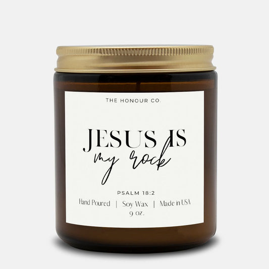 Jesus is My Rock candle