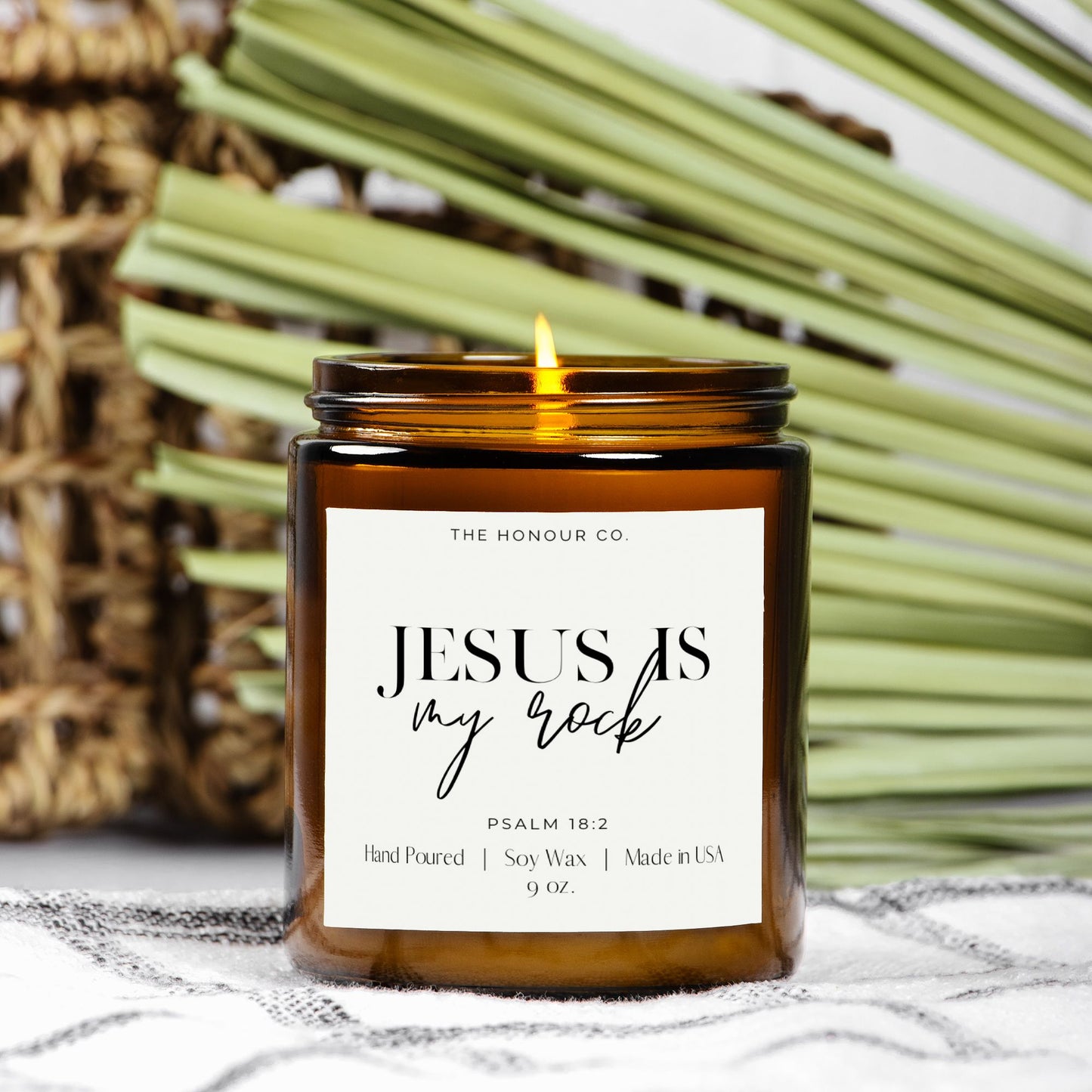 Jesus is My Rock candle