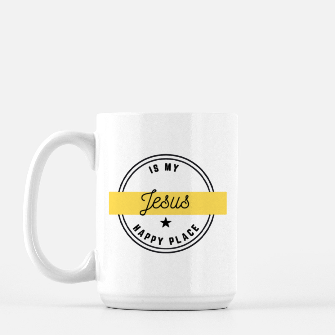 Jesus is My Happy Place Mug Deluxe 15oz.